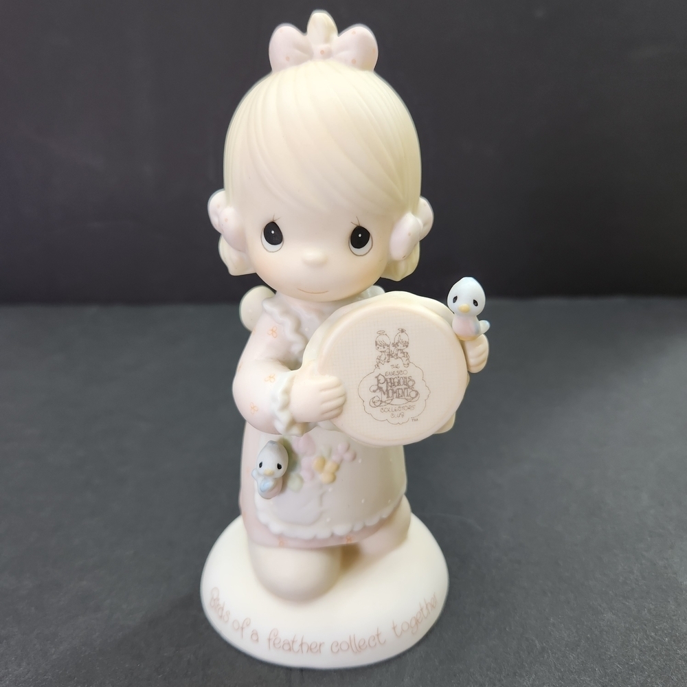 1986 Precious Moments Figurine with Birds Sam Butcher Autograph E-0006